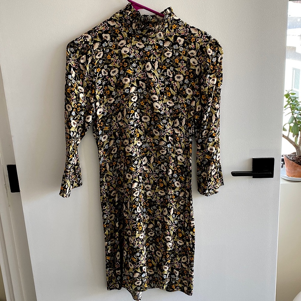ROLLA'S Long Sleeve Floral Dress in Black, White & Yellow